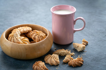 cookies with milk in the early morning
