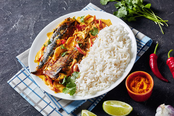 Yellow curry, Panang curry with Grilled Saba fish