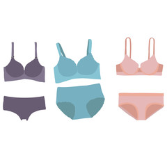  isolated, lingerie, underpants and bra on a white background, set, collection