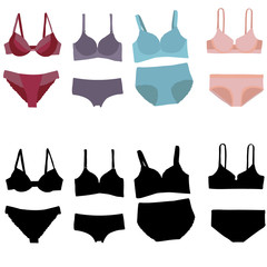 underpants and bra on a white background, set