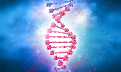 Obraz premium Human DNA with science background. 3d illustration .