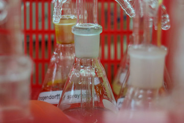 The chemical bottle in laboratory