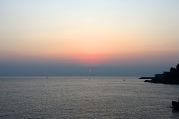 Naklejka premium Beautiful morning seascape near the Cefalu town. Sicily, Italy 