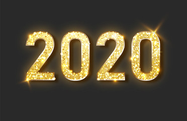 Happy new year 2020 banner.Golden Vector luxury text 2020 Happy new year. Gold Festive Numbers Design.