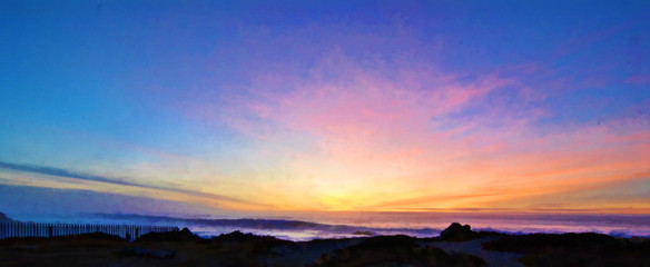 sunset over the lake