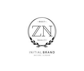 Z N ZN Beauty vector initial logo, handwriting logo of initial signature, wedding, fashion, jewerly, boutique, floral and botanical with creative template for any company or business.