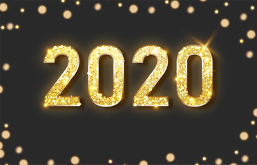 Happy new year 2020 banner.Golden Vector luxury text 2020 Happy new year. Gold Festive Numbers Design.