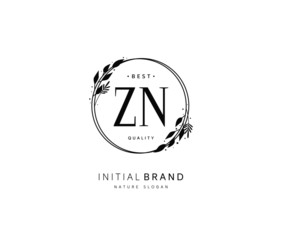 Z N ZN Beauty vector initial logo, handwriting logo of initial signature, wedding, fashion, jewerly, boutique, floral and botanical with creative template for any company or business.
