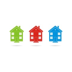 House set icons in different colors isolated on white background