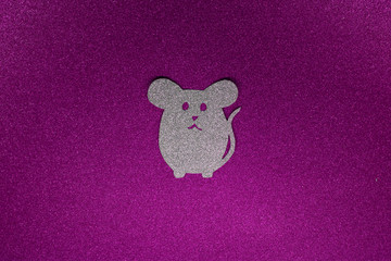 2020 year of the rat. Greeting card with New Year 2020 with blue rat and wooden cubes change from 2019 to 2020