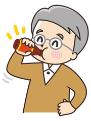 栄養ドリンクを飲む祖父