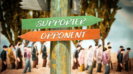 Street Sign Supporter versus Opponent
