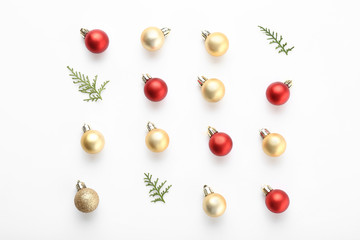 Christmas balls on white background