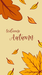 autumn background illustration with falling leafs
