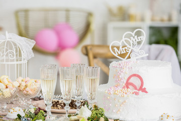 Festive table served for celebration of lesbian wedding