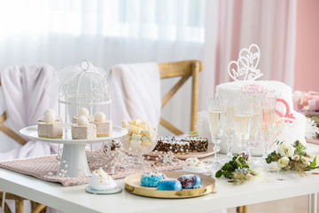 Festive table served for celebration of lesbian wedding