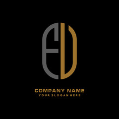FV minimalist letters, with gray and gold, white, black background logos