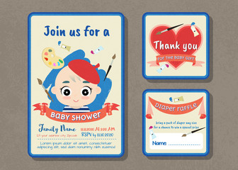Baby shower party vector invitation template set.