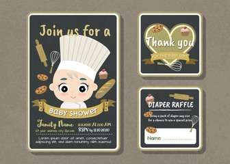 Baby shower party vector invitation template set.