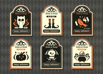 Happy halloween vector greeting card.