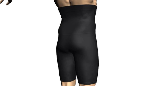 4k 3d animation that demonstrated fast effect of the corrective underwear for men's. Black compressions shorts turn a fat man to a slender man with perfect body.                                       