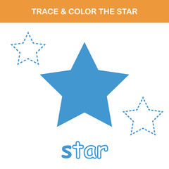 Obraz premium Trace & color shape worksheet. Easy worksheet, for children in elementary and middle school.