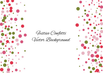 Festive color round confetti background. Abstract frame confetti texture for holiday, postcard, poster, website, carnivals, birthday and children's parties. Cover confetti mock-up. Wedding card layout