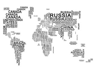 Fototapeta na wymiar World map. Black on a white background