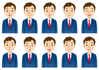 男性　ビジネスマン　表情アイコン