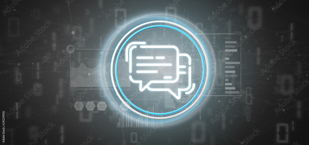 Poster message icon with data all around
