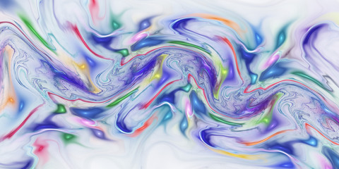 Obraz premium Abstract glossy blue and red waves. Fantastic fractal background. Digital art. 3d rendering.