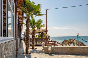 Abkhazia Pitsunda hot summer day on the beach