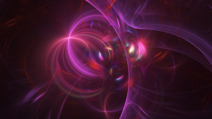 Abstract transparent purple crystal shapes. Fantasy light background. Digital fractal art. 3d rendering.