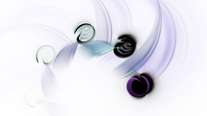 Abstract transparent blue and black blurred shapes. Fantasy light background. Digital fractal art. 3d rendering.