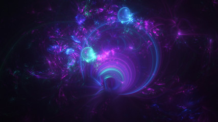 Abstract transparent blue and violet crystal shapes. Fantasy light background. Digital fractal art. 3d rendering.