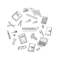 ステーショナリー　ペン画　アイコン　円