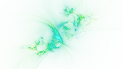 Fototapeta na wymiar Abstract transparent green and turquoise crystal shapes. Fantasy light background. Digital fractal art. 3d rendering.