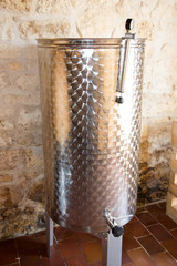 Steel tank barrel for wine fermentation in winemaker factory