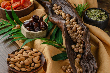 still life of nuts and dried fruits