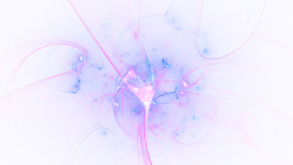 Fototapeta na wymiar Abstract transparent blue and violet crystal shapes. Fantasy light background. Digital fractal art. 3d rendering.