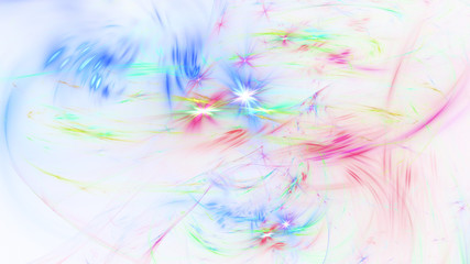 Fototapeta na wymiar Abstract blue and red stars. Fantasy light background. Digital fractal art. 3d rendering.