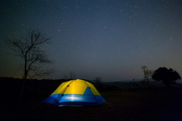 Night camping at mountain  