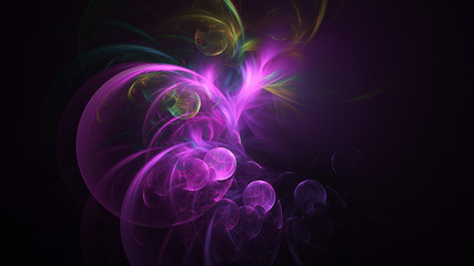 Abstract transparent violet crystal shapes. Fantasy light background. Digital fractal art. 3d rendering.