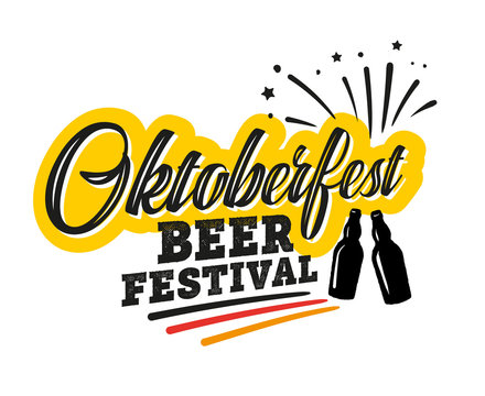 Oktoberfest beer festival. Handwritten emblem and logotype. Bavarian folk festives.