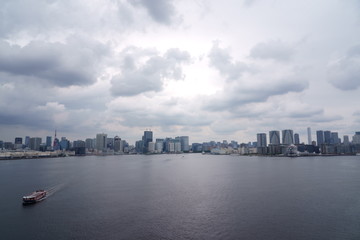 Tokyo bay side area. View from Tokyo rainbow bridge