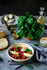Sweet pepper antipasti..style rustic. selective focus