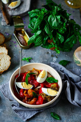 Sweet pepper antipasti..style rustic. selective focus