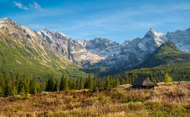 Fototapeta na wymiar High Tatra mountain autumn sunny day, relaxing landscape, alp view