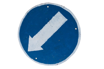 Handmade road sign 'Keep Left' isolated on white