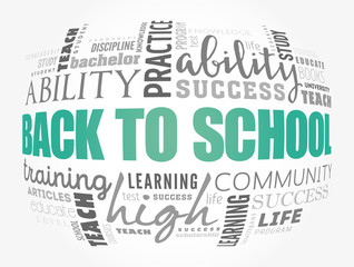 Back to School word cloud collage, education concept background